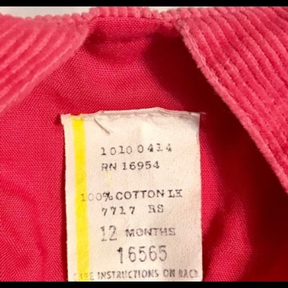 Vintage Corduroy Pink Flower Overalls Onesie Romper - Picture 6 of 6